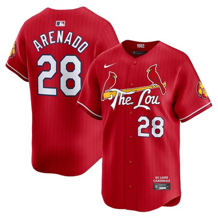 Men's St. Louis Cardinals #28 Nolan Arenado Red 2024 City Connect Limited Player Jersey